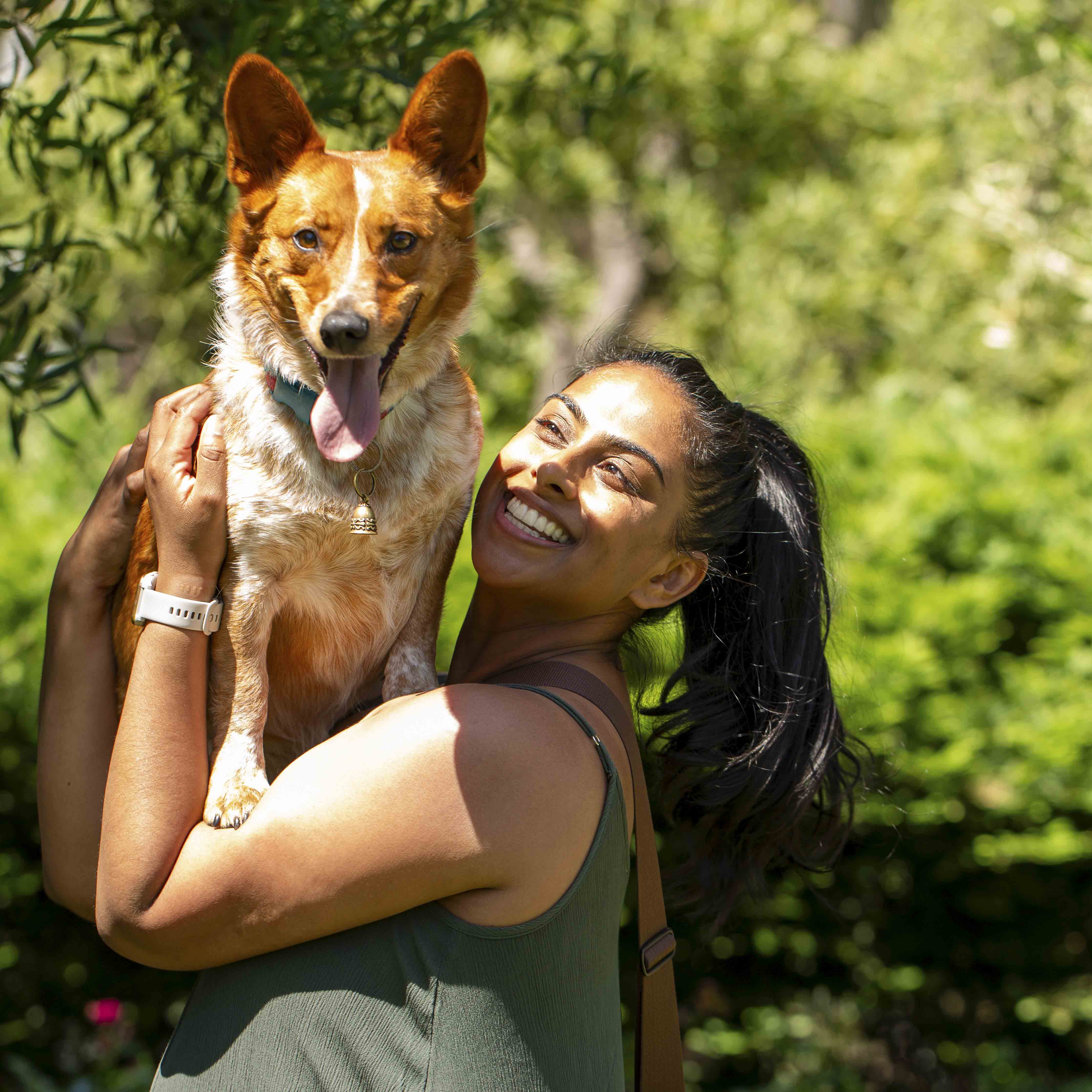 Young woman with her beloved dog